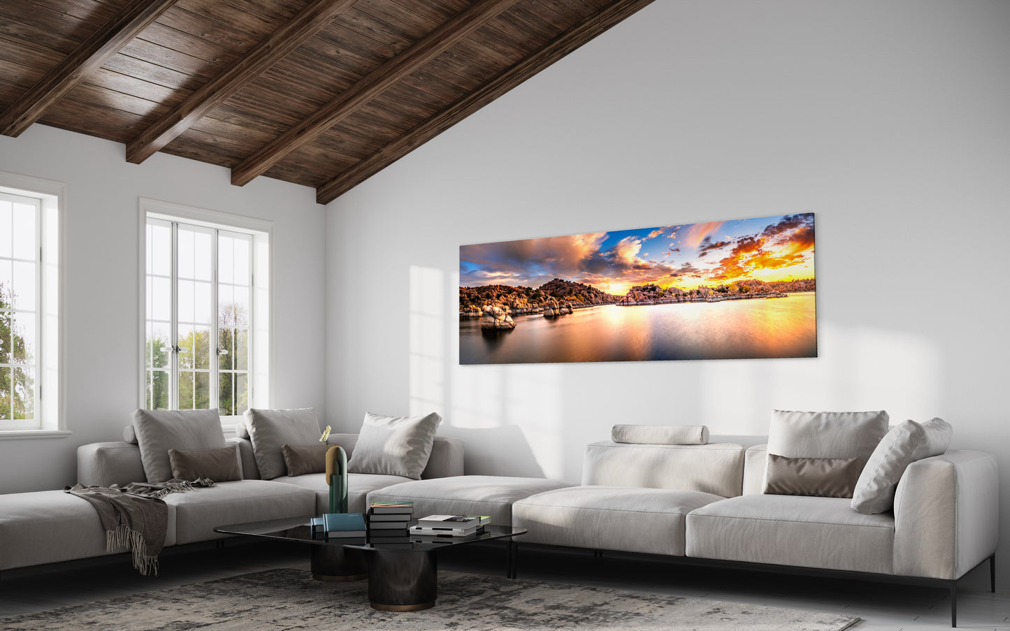 Golden Sunset Over Watson Lake – Prescott AZ Granite Dells Panorama | Fine Art Landscape Print