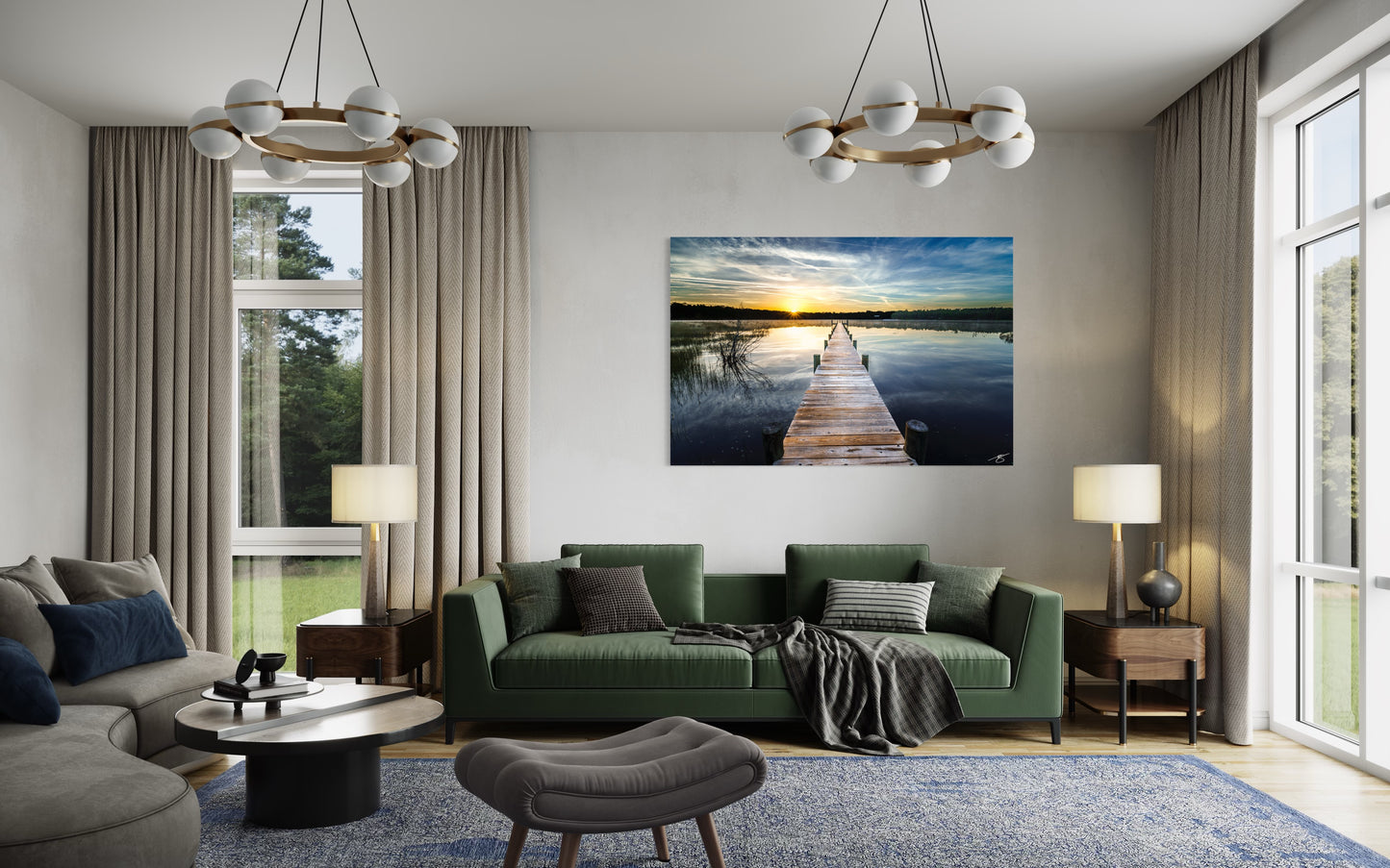 Sunrise Stillness — Lakeside Pier Fine Art Print