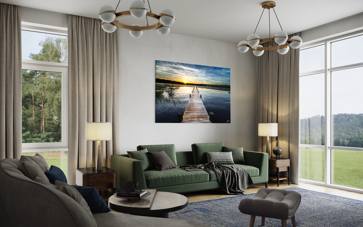 Sunrise Stillness — Lakeside Pier Fine Art Print