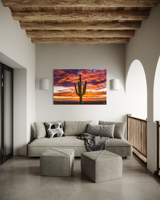 Ember Sky Saguaro — Sonoran Desert Sunset Fine Art Print