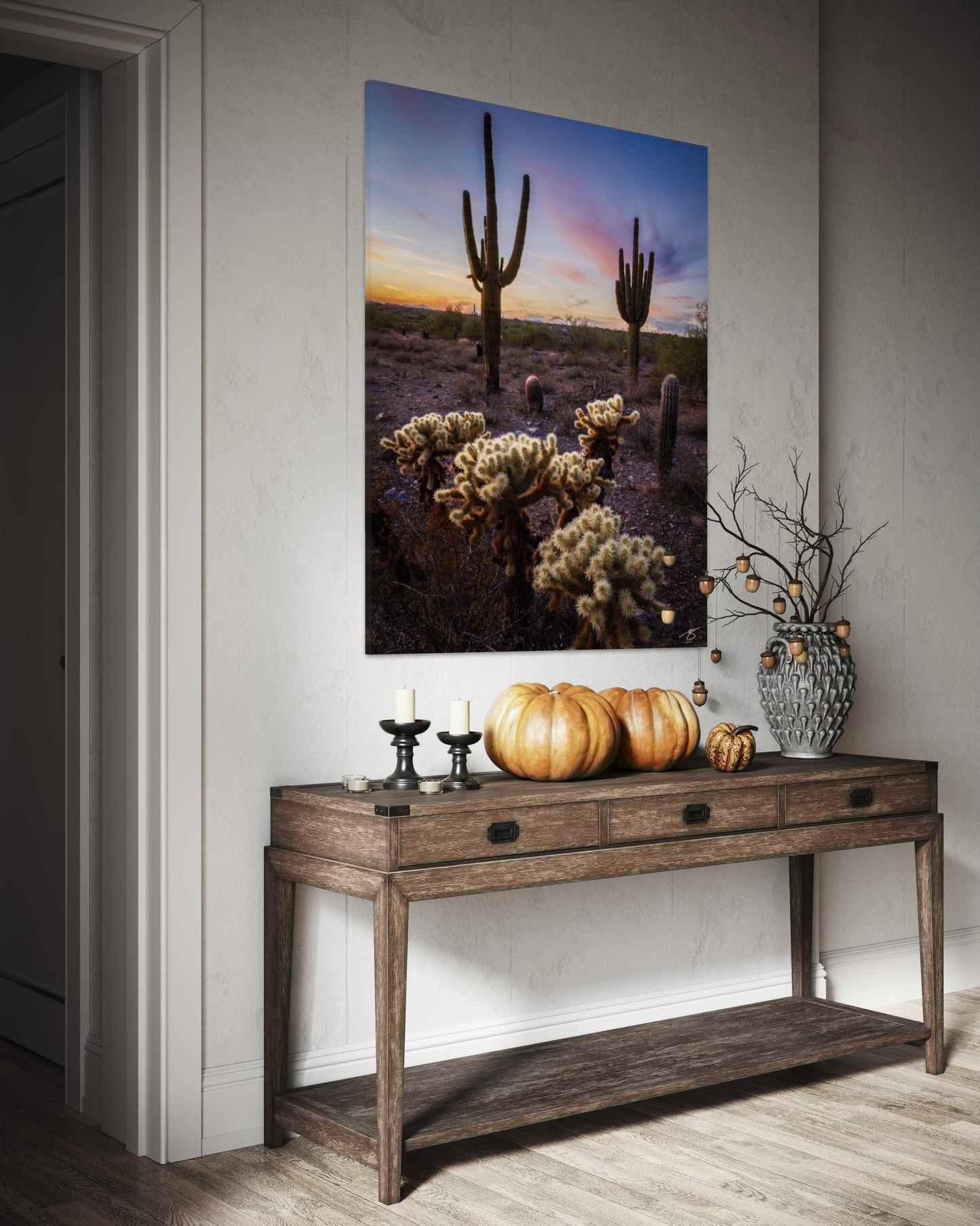 Desert Sentinels – Saguaros at Sunset