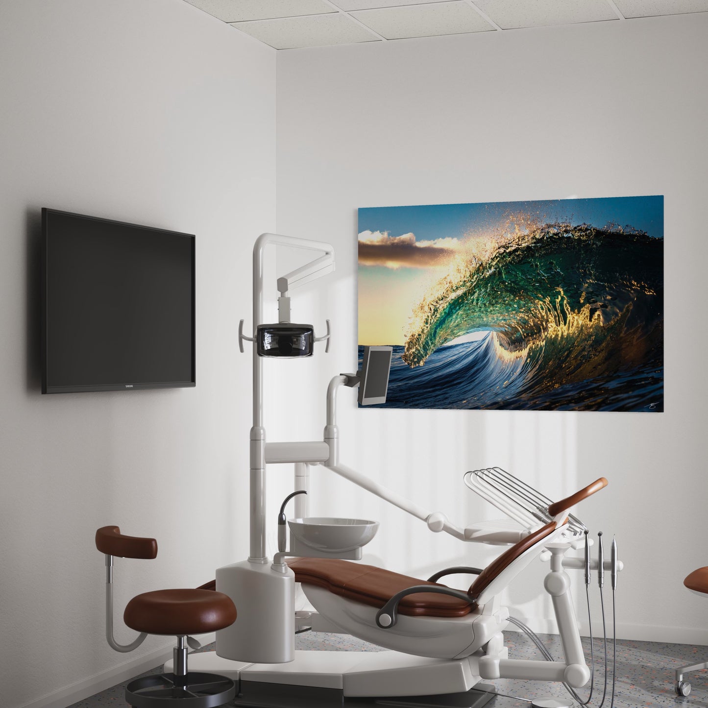 Golden Glass Barrel — Sunrise Wave Art Print