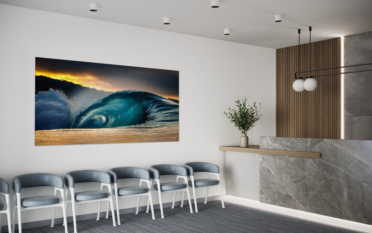 Golden Hour Barrel — Emerald Wave at Sunrise