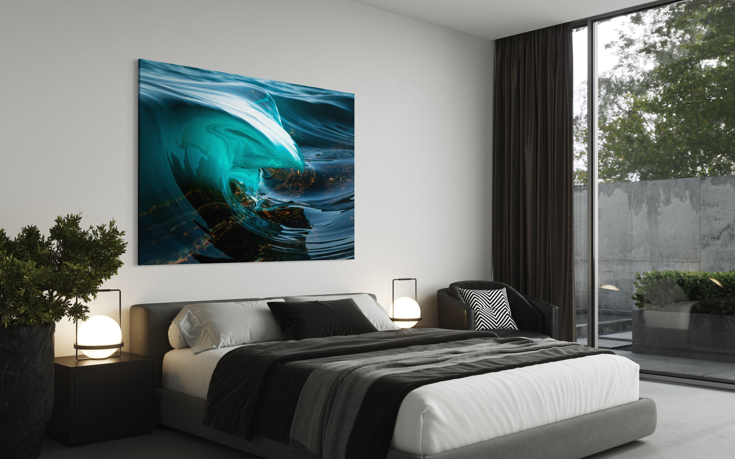 Glassy Curl — Turquoise Micro-Wave Over Reef | Ocean Wall Art