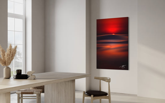 Ember Horizon — Minimalist Sunset Ocean Fine Art Print