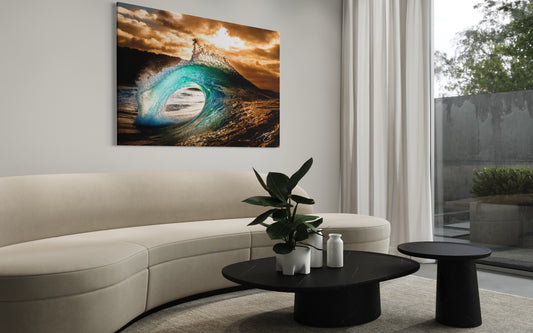 Sunfire Barrel — Backlit Wave Fine Art Print