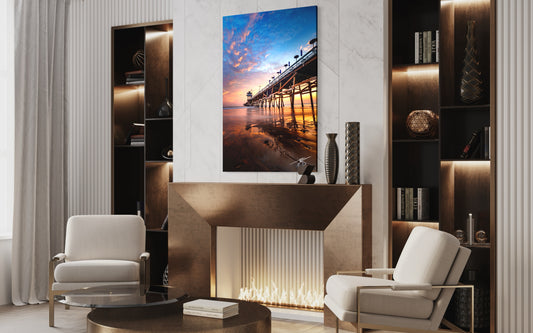 Golden Hour Reflections — Sunset Pier Fine Art Print