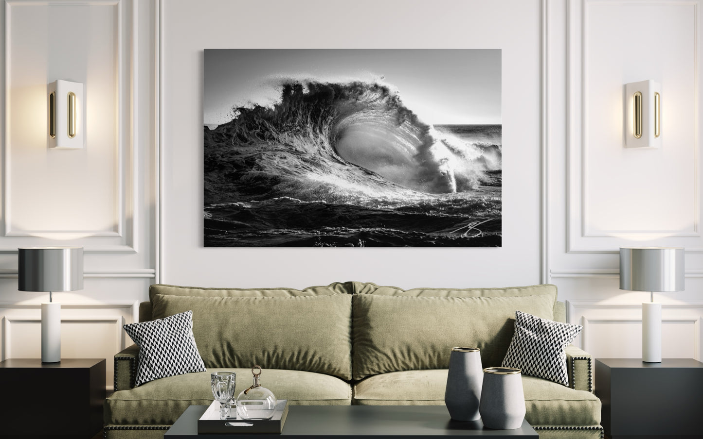 Silver Maelstrom — Black & White Wave Fine Art Print