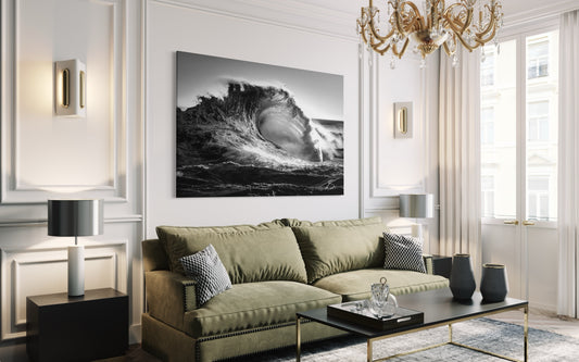 Silver Maelstrom — Black & White Wave Fine Art Print