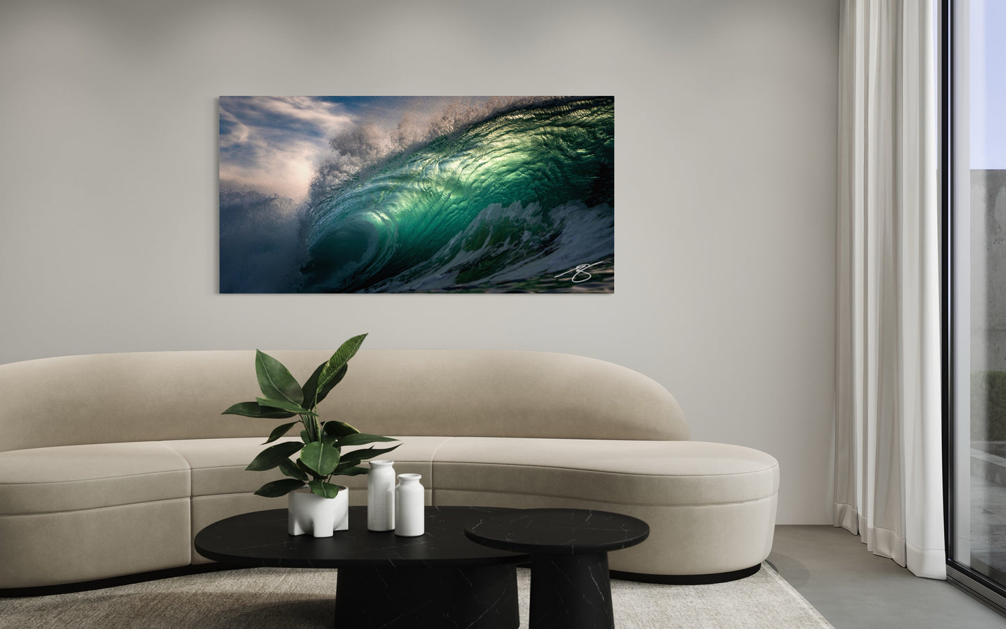Emerald Vortex — Powerful Barrel Wave Fine Art Print