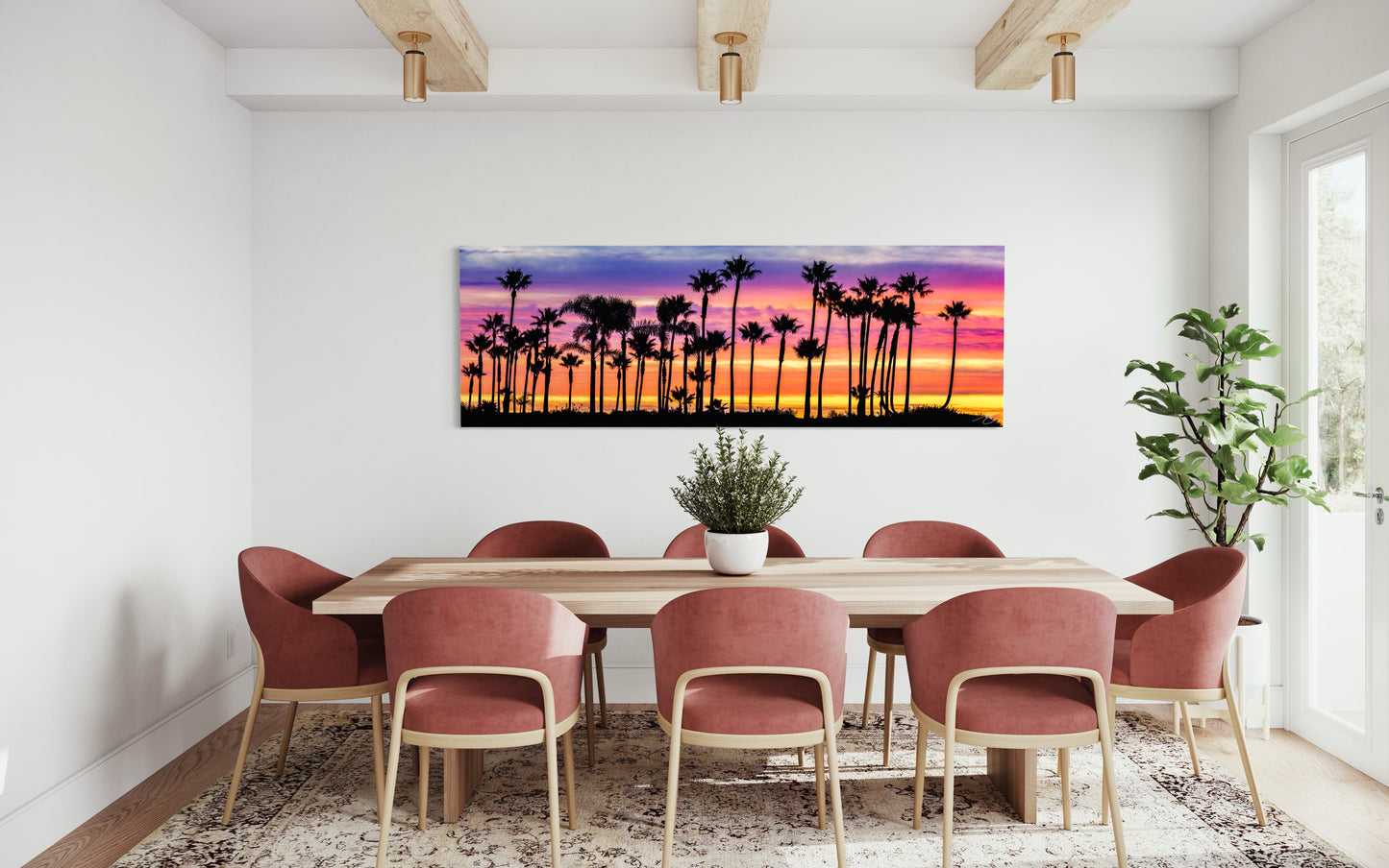 Neon Sunset Palms — California Coast Panoramic Fine Art Print