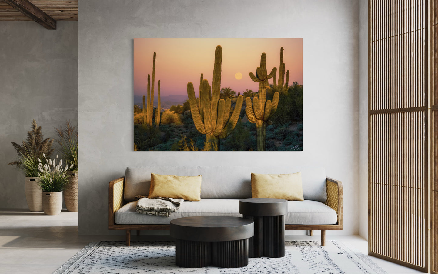 Desert Moonrise Among Saguaros — Arizona Fine Art Print