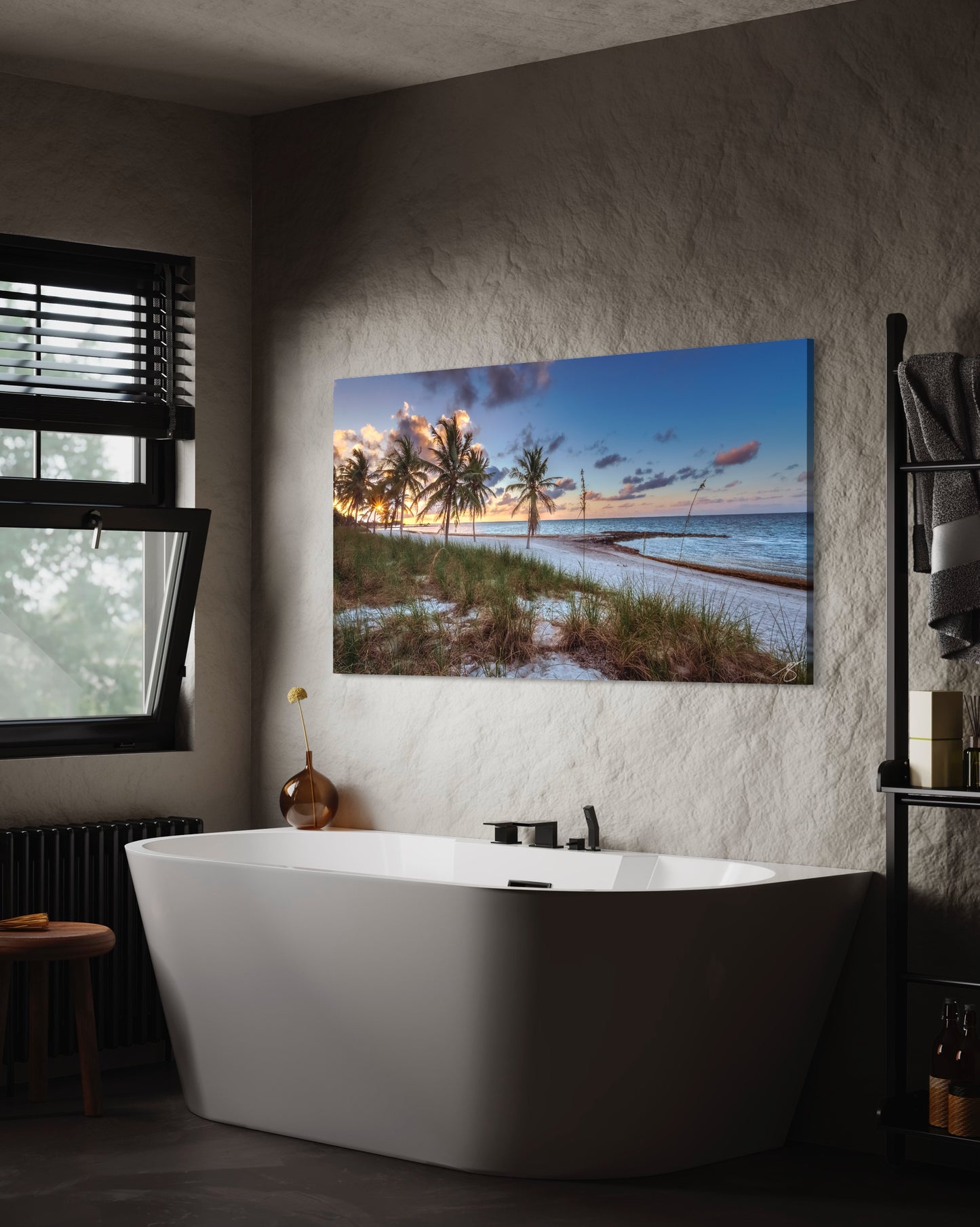 Sunrise Through the Palms — Tropical Beach Panoramic Fine Art Print