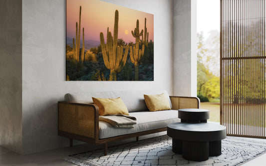 Desert Moonrise Among Saguaros — Arizona Fine Art Print
