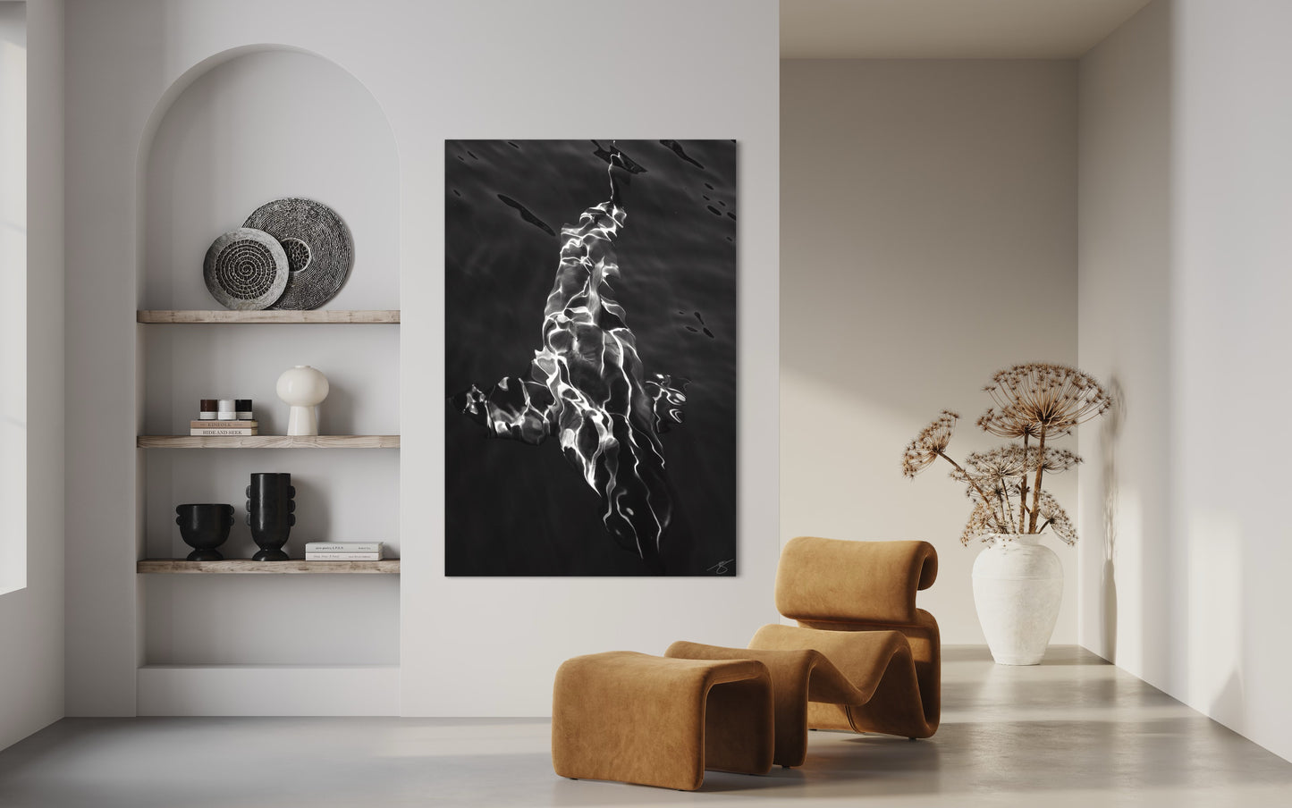 Surface Phantom — Black & White Shark Silhouette Fine Art Print