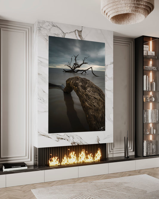 Boneyard Sentinel — Driftwood Seascape Fine Art Print