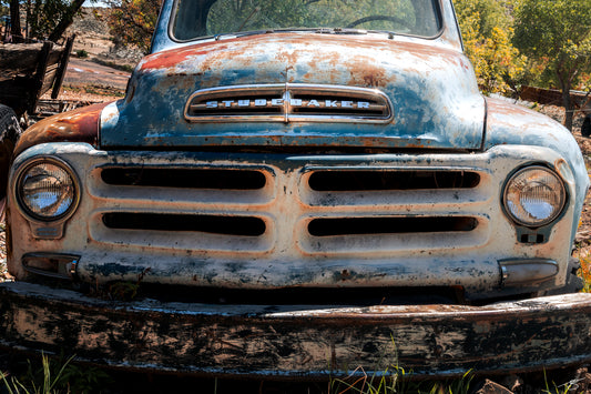 Fine art photo of a vintage Studebaker truck with rust and patina, rustic Americana photography by Beau Jesse Johnston.