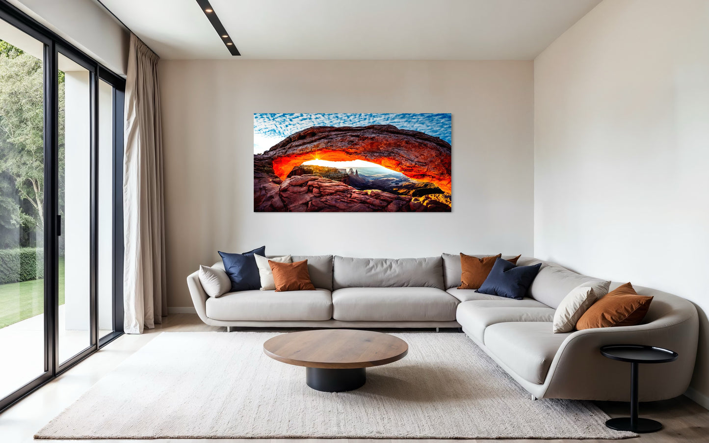Mesa Rising by Beau Jesse Johnston displayed as statement wall art in a modern living room