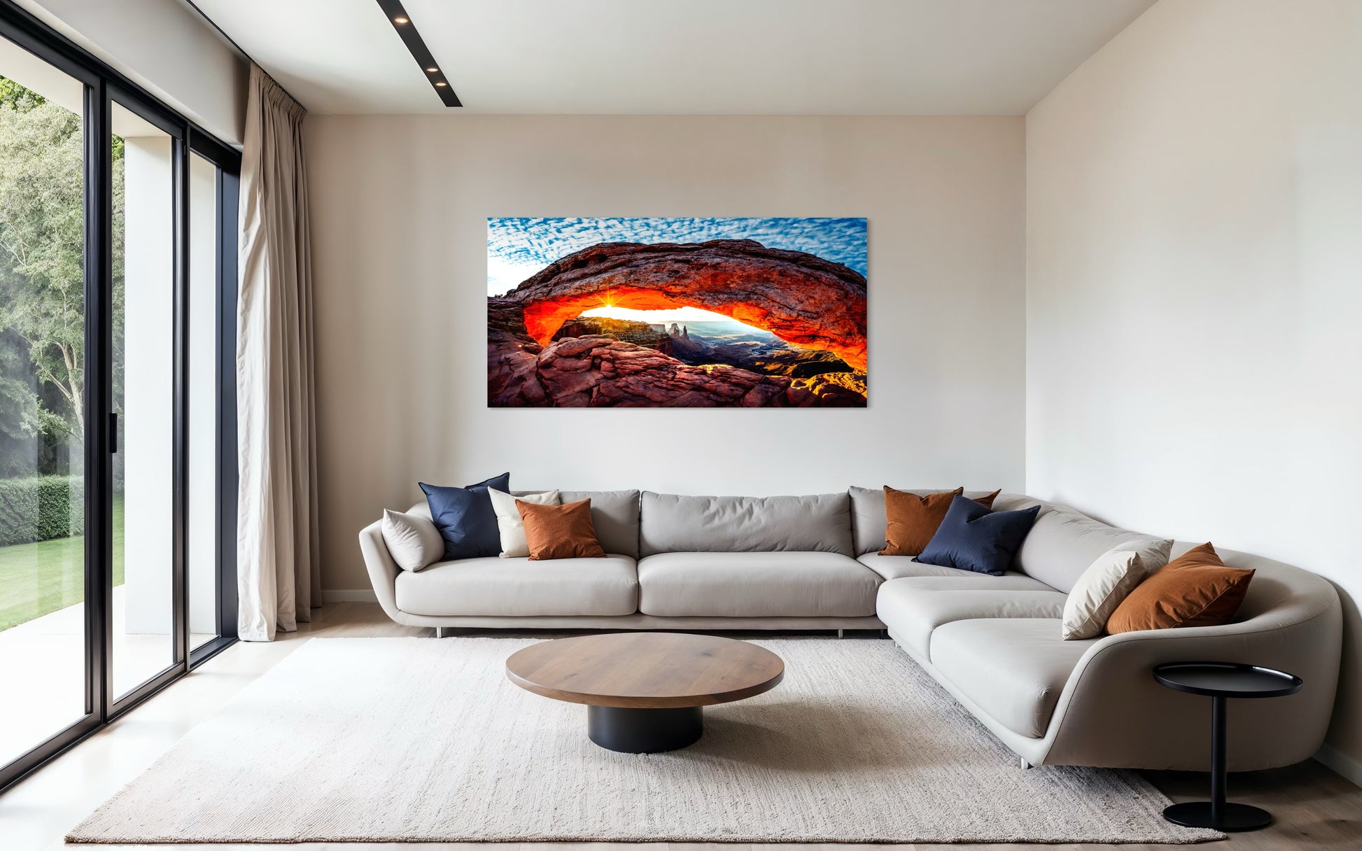 Mesa Rising by Beau Jesse Johnston displayed as statement wall art in a modern living room